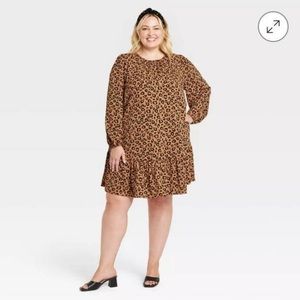 Ava & Viv Women’s Long Sleeve Tiered Shift Dress